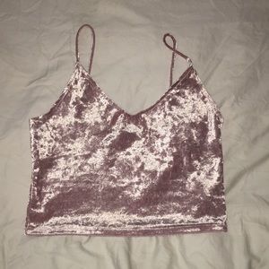 Pink velvet crop top